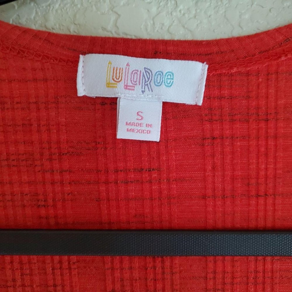 Lularoe Womens Cardigan Red S Open Front Long Sleeve Pockets - Picture 3 of 7